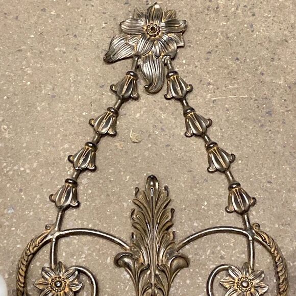 Antique Early 1900s  Neoclassical Style Wall Sconce Intricate Mixed Metal - Picture 2 of 9